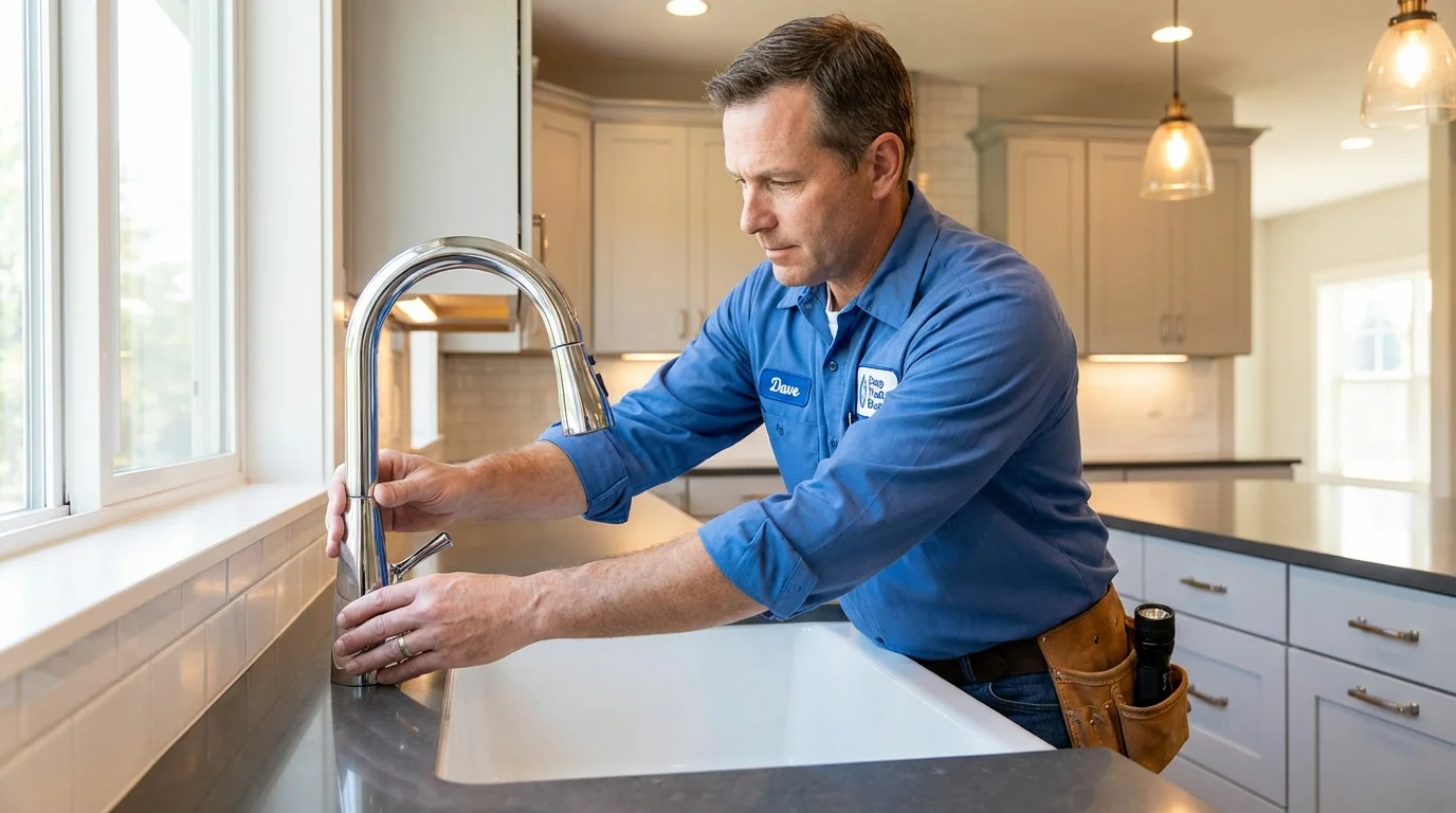 Kitchen faucet installation by Johns Plumbing LLC in King Cove