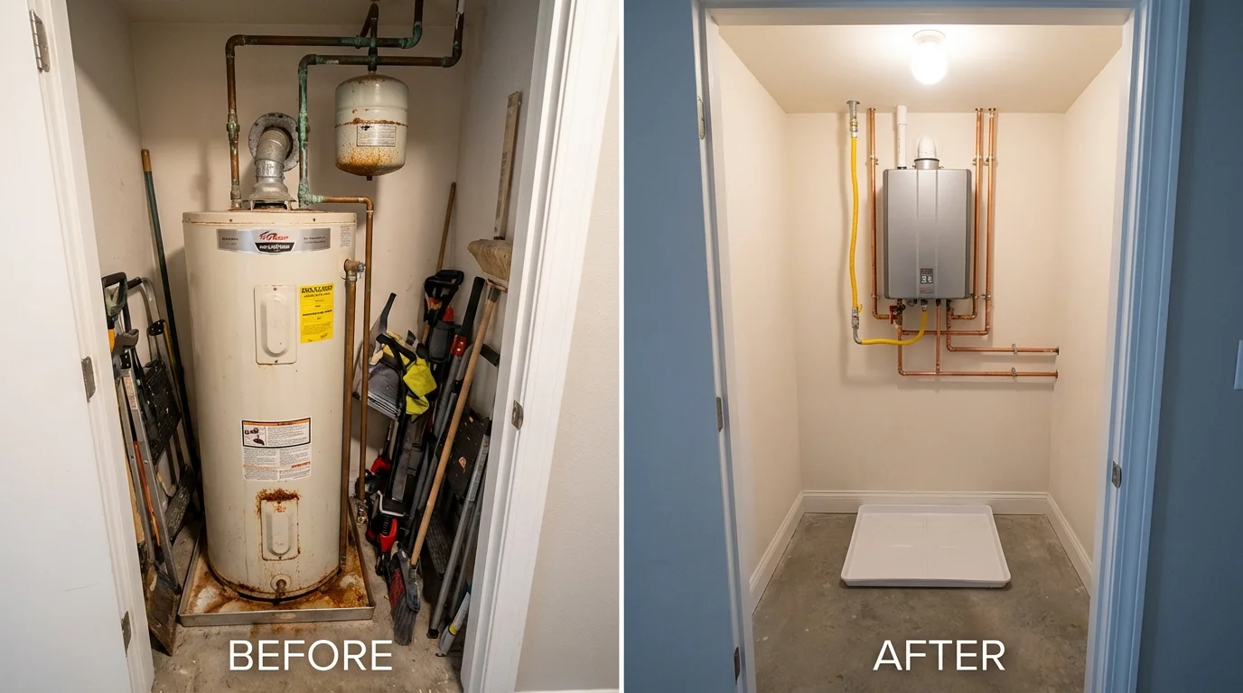 Tank water heater versus wall-mounted tankless unit comparison for King Cove, AK homeowners