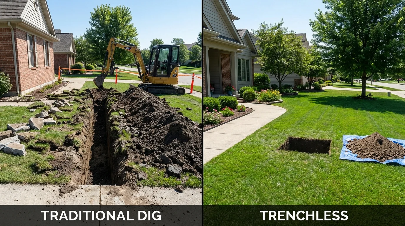 Trenchless sewer repair with minimal yard damage versus traditional excavation in King Cove, AK